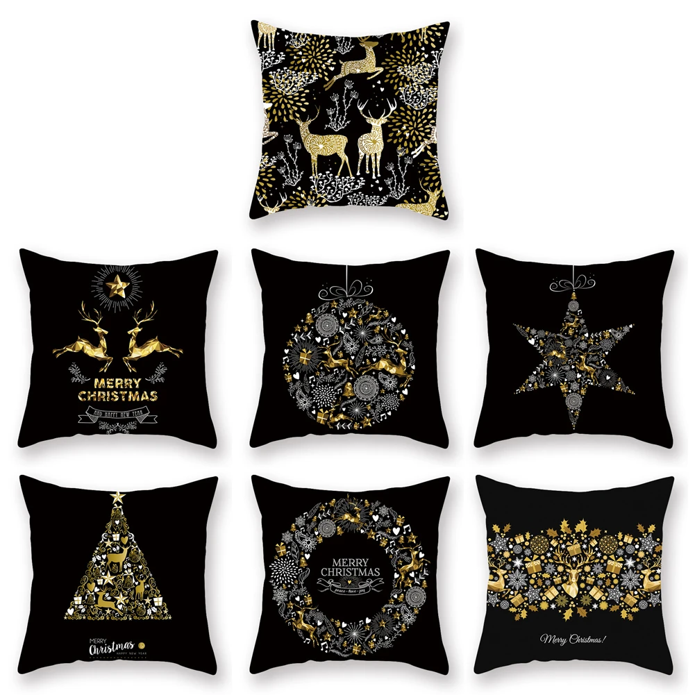 

Cushion Cover Christmas Pillow Case Glitter Cotton Linen Sofa Throw Pillow Cases Christmas Gift Chair Sofa Pillowcase Home Decor
