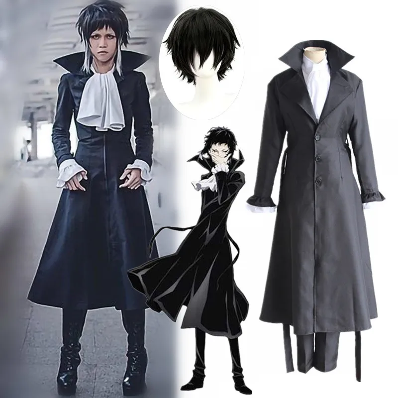 Bungou Bungo Stray Dogs Cosplay Chuya Nakahara Ryunosuke Akutagawa Costume Suit Halloween Carnival Costumes wig |