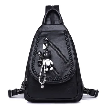 

2020 New Double Shoulder Bag Ladies Fashion Casual Outdoor Waterproof Soft Leather Outdoor Backpack