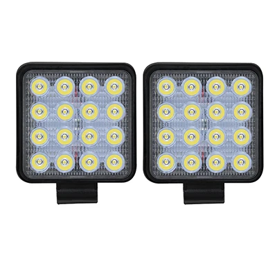 Car Work Light 27W 48W Offroad Auto head Spot light 4WD Truck Tractor Boat Trailer 4x4 SUV ATV 12V 24V Spot Flood Bar LED Lamp - Цвет: 16LED-square-2pcs