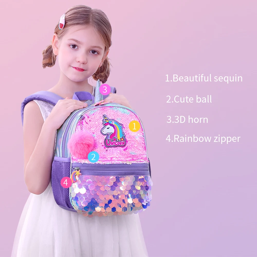 Unicorn Reversible Sequin School Bag For Girls