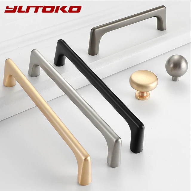 YUTOKO มือจับตู้มุกสีเทาทองเหลืองทองประตูตู้จับโลหะผสมสังกะสีลิ้นชักดึงเฟอร์นิเจอร์ห้องครัวฮาร์ดแวร์ 3
