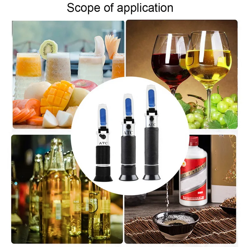 

Handheld Alcohol Refractometer Wine Concentration Meter Densitometer 0-25% Alcohol Beer 0-40% Brix Grapes