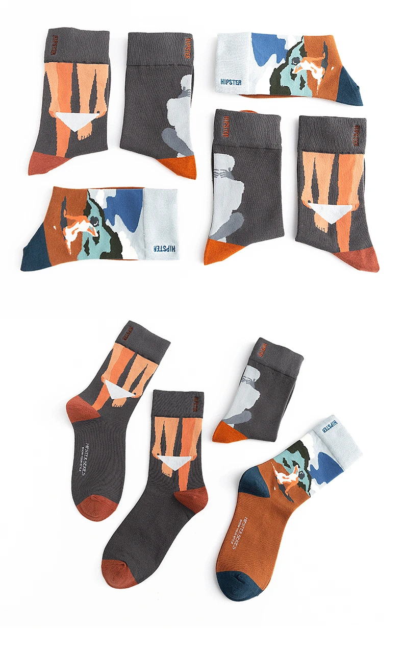 Сексуальные смешные мужские носки с принтом женские длинные хлопковые носки унисекс Счастливые Носки Calcetines Meias осенне-зимняя уличная мода