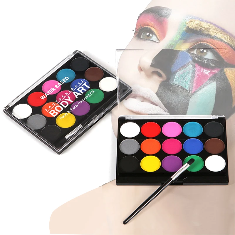 15Colors Professional Face&body Art Painting Kit Non Toxic Water Paint Oil With Brush For Christmas Halloween Carnival Party Art