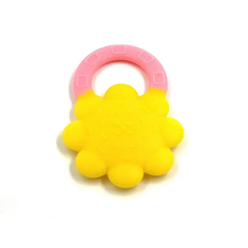 Newborn Baby Cartoon Sunflower Shaped Teether Infant Silicone Molar Stick Kids Feeding Supplies