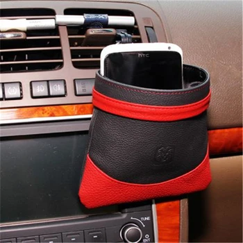 

PU Leather Car Air Vent Mount Mobile Phone Holder Pocket Debris Storage Organizer Bag Multi-functional Air Outlet Storage Box