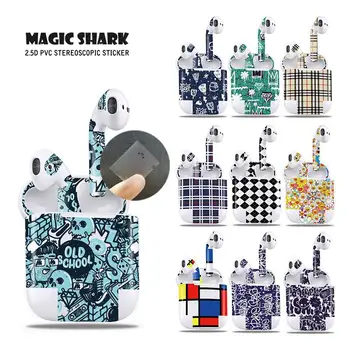 

Magic Shark Old School Flower Ice Weave Crayon Shinchan Ultra Thin Clear Sticker Case Film for Apple Airpods2 Airpods 2