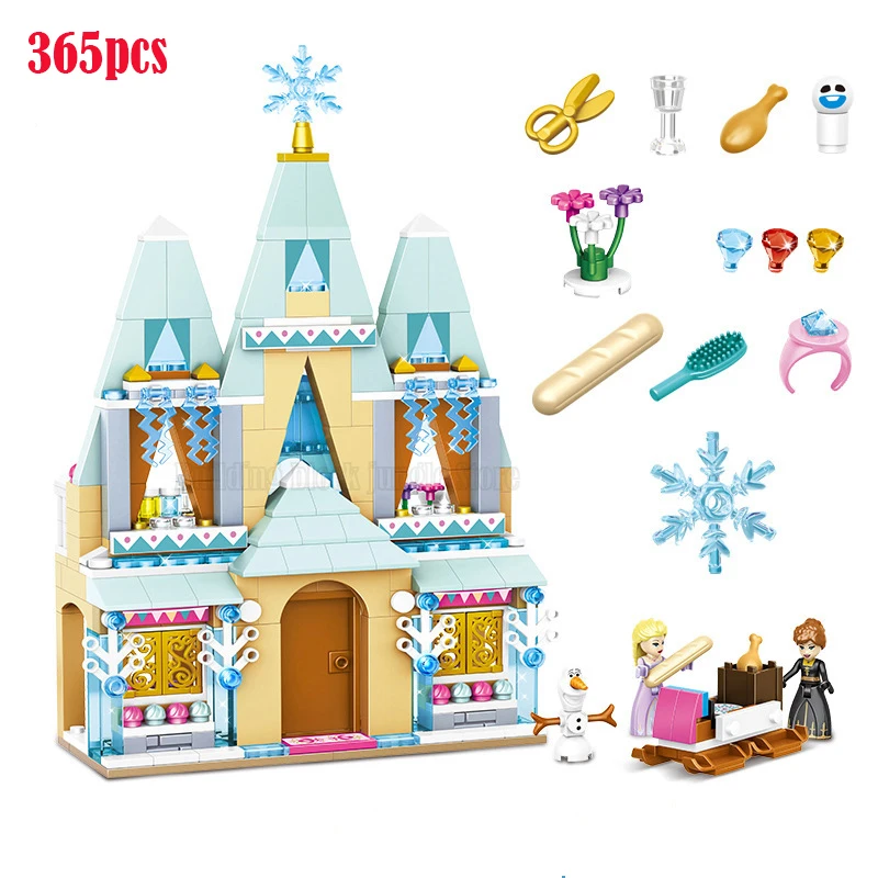 

Dream Princess Frozen Castle Elsa Ice Castle Princess Anna Stacking Building Blocks Bricks Toy Compatible With lepinglyed Disney