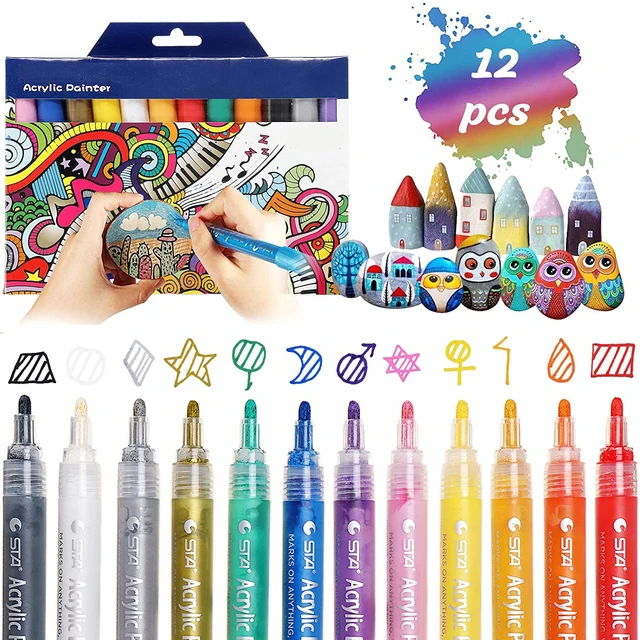 Acrylic Paint Pens Acrylic Fabric Drawing Pens Set Painting Supplies For  Rock Wood Metal Glass Canvas Ceramic Colorful DIY - AliExpress