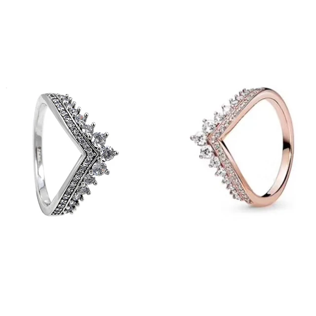 

925 Sterling Silver Fashion Letter V-shaped Ring with Cubic Zirconia Fit for Women's Charm Ring Jewelry Gift Wholesale