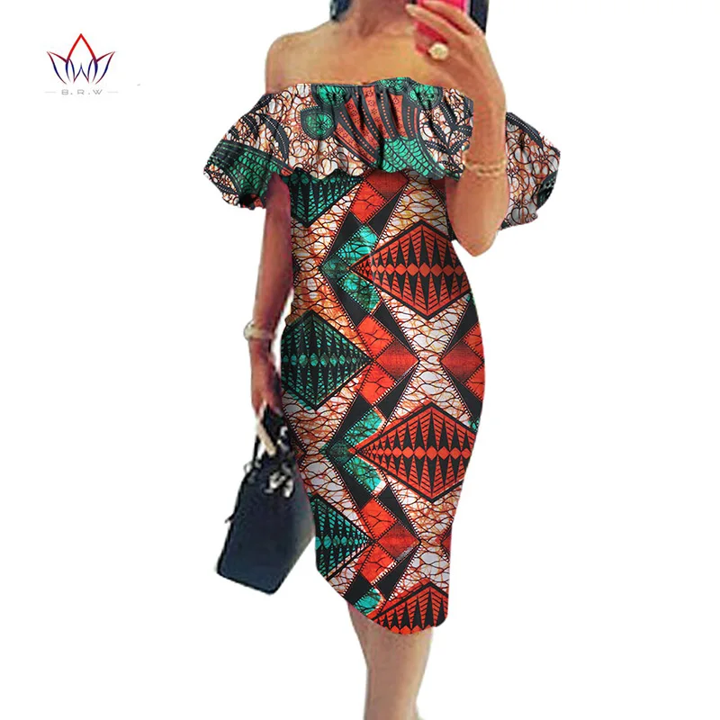 Новые африканские платья для женщин Дашики с открытыми плечами Африканское платье Базен размера плюс традиционная африканская одежда WY574 - Цвет: 12