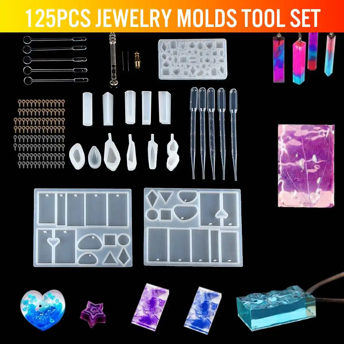 

125Pcs/set Resin Casting Molds Kit Silicone Mold Making Jewelry Necklace Pendant Mould Hand Craft DIY Set Tool