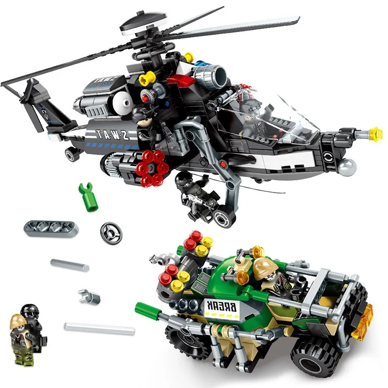 749 шт. XINGBAO строительные блоки XB-06025 легое милитарьи серии WZ10 Helicopterr Cross the battlefield серии Рождественский подарок - Цвет: 502Pcs No Box