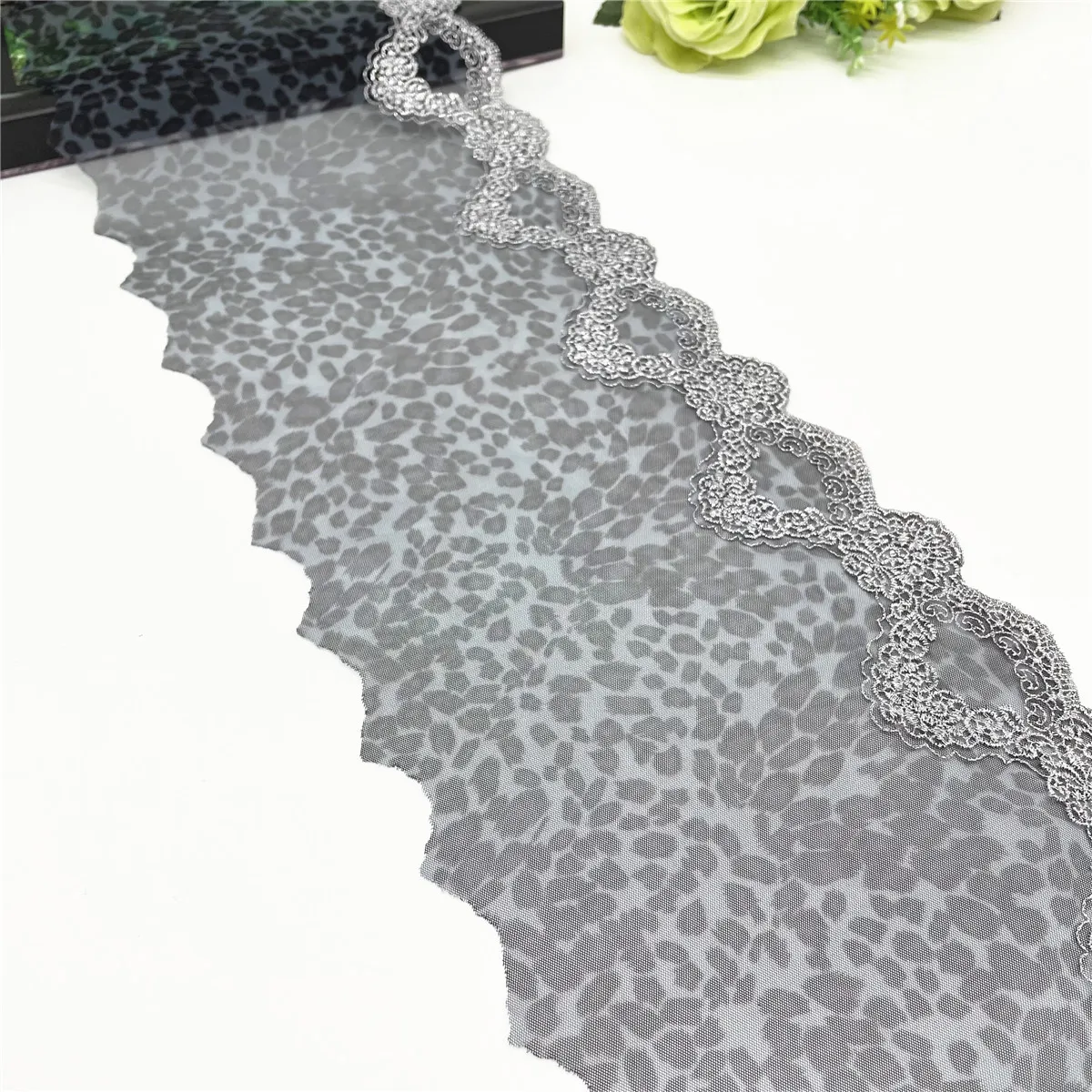 3y/lot Width 17cm Blue Leopard With Silver Embroidery Lace Trim DIY Craft Sewing Supply Skirt Hem Decoration Accessories Dolls 5