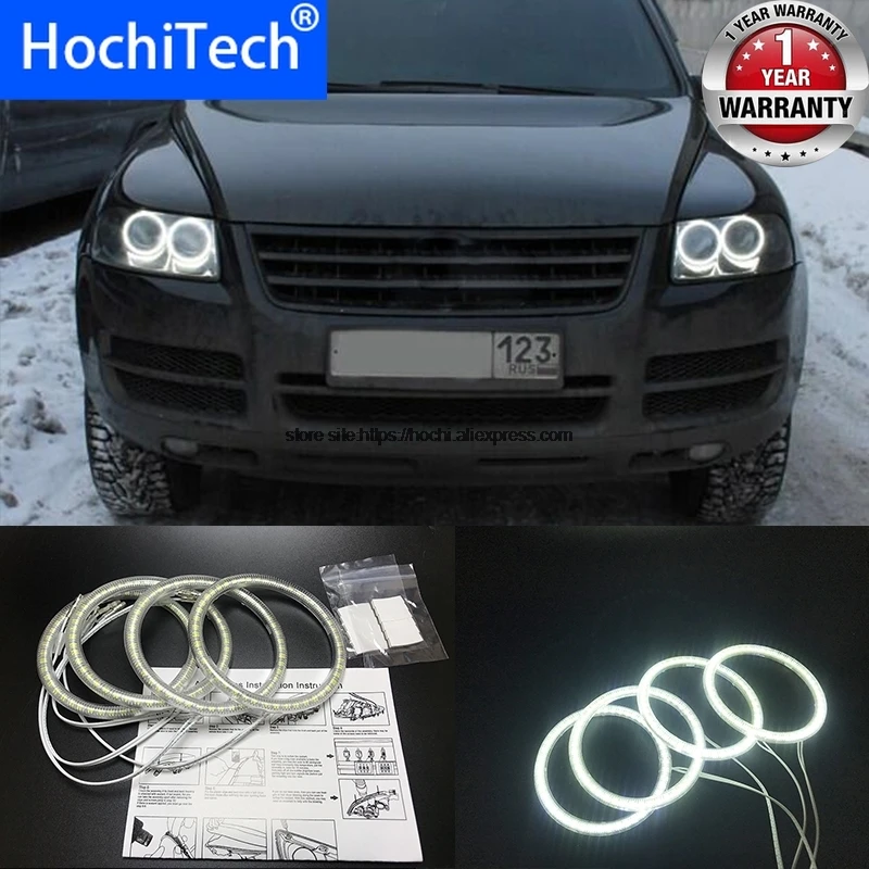 HochiTech для Volkswagen VW Touareg 2003-2006 ультра яркий SMD белый светодиодный ангельские глазки 12 В halo Кольцо Комплект дневной ходовой светильник DRL