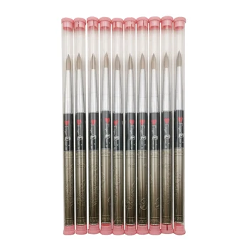 

FingerQueen Nail Brush Crimped 100% Kolinsky Sable UV Poly Gel Brush Gel Builder Manicure Brush Flat Round Red Wood Nail Brush