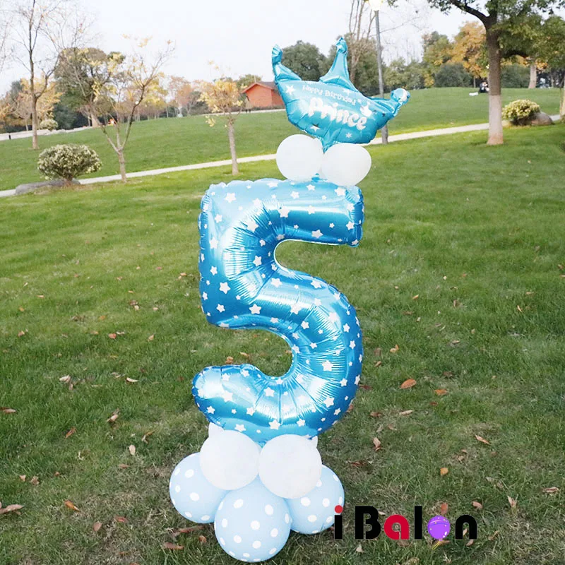 17 шт. 30 дюймов розовые синие воздушные шары с числами детский душ фольги горошек латексные шары ребенок 0-9 день рождения Декор Стенд набор globos