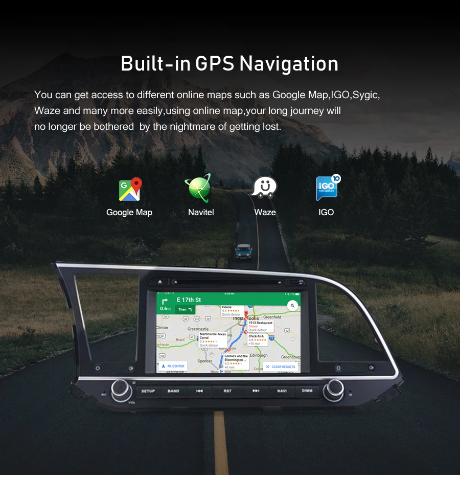 Perfect 4G RAM Android 9.0 Car Radio GPS Navigation Multimedia Stereo DVD Player For HYUNDAI ELANTRA 2016 2017 Auto Video Headunit 4