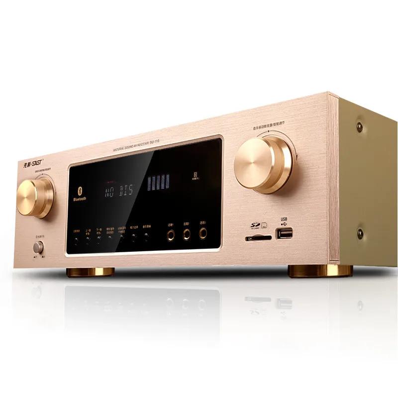 

SU-115 amplifier 5.1 channel 900W / hifi Bluetooth USB/SD lossless decoding home ktv amplifier / three microphone karaoke chorus