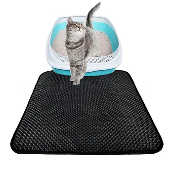 

S/M/L Cat Litter Mat EVA Double-Layer Cat Litter Mats Waterproof Bottom Layer Black Cat Bed Cat Supplies Mats Black Gray