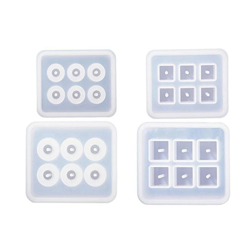 

4Pcs Silicone Bead Molds with Holes Epoxy Mold for Jewelry Polymer Clay Soap Making Cabochon Gemstone Crafting Projects Diameter
