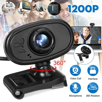 

Full HD 1200P Rotatable Webcam Computer Desktop PC Web Camera USB with Microphone For Live Broadcast Video Conference Work Clip-