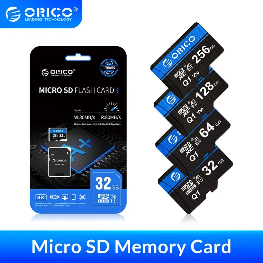 Карта памяти ORICO Micro SD 256 ГБ 128 64 32 80 МБ/с./с|Карты памяти| |