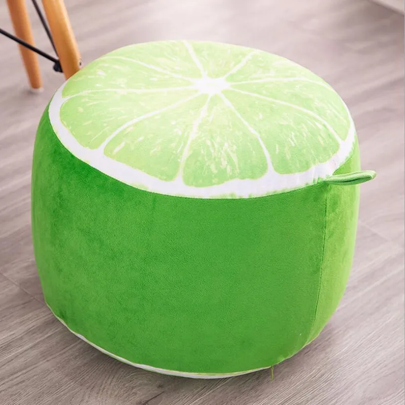 JOYLIVE Inflatable Stool Thickening Cotton Cover Cartoon Plush 3D Fruit Inflatable Pouf Chair Lovely Pneumatic Stools Portable