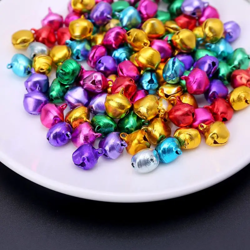 100pcs Aluminum Mini Jingle Bells Loose Beads Charms Pendants for Festival Party Christmas Tree Decor DIY Craft Accessories 090B | Игрушки и