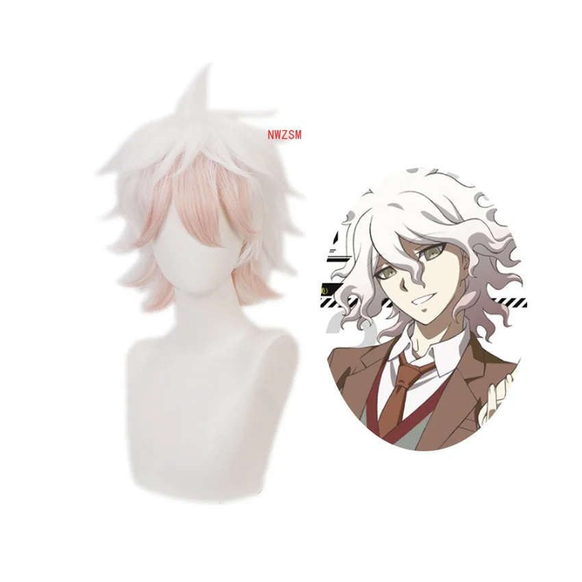 Парик Super Danganronpa 2 Nagito Komaeda для косплея короткий градиентный кудрявый мужчин