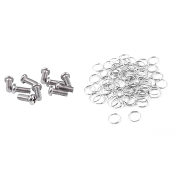 

HOT-10 Pcs Computer TV LCD Monitor Stand Bracket Mounting Screw M4X10Mm & 80 Pcs 10Mm Dia Silver Tone Metal Split Loop Key Rings