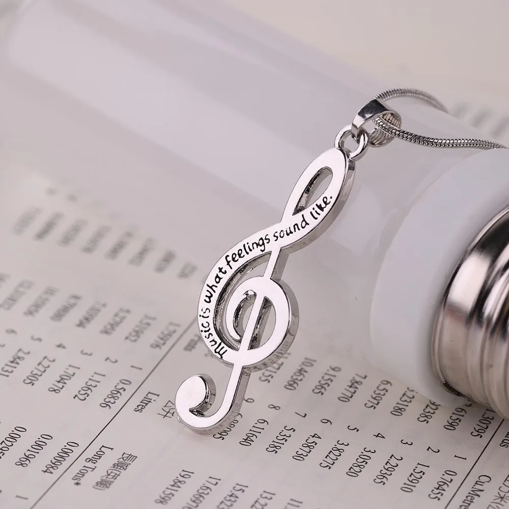 

Music Note Treble Music symbol statement gift Necklace G Clef Snake chain Pendant Necklaces for Girls woman