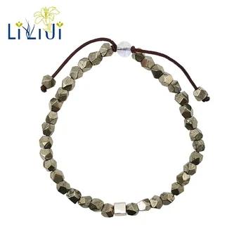 

Lily Jewelry Real Pyrite Moonstone 925 Sterling Silver Cube Fashion Jewelry Chic Bracelet For Women Men