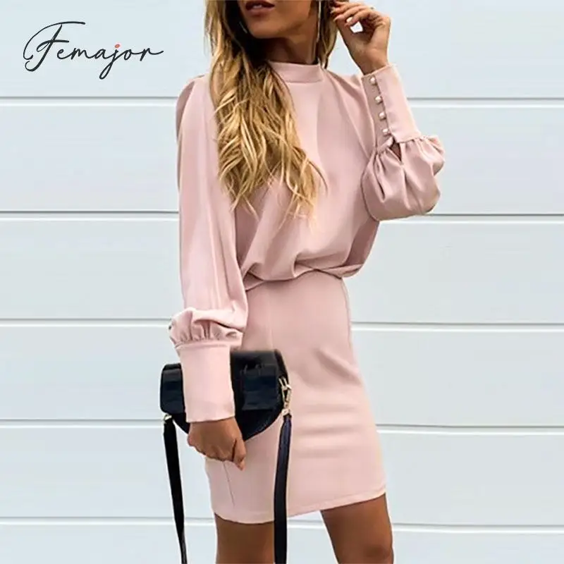 Femajor 2019 новые модные сексуальные однотонные Прямые Вечерние платья с высокой