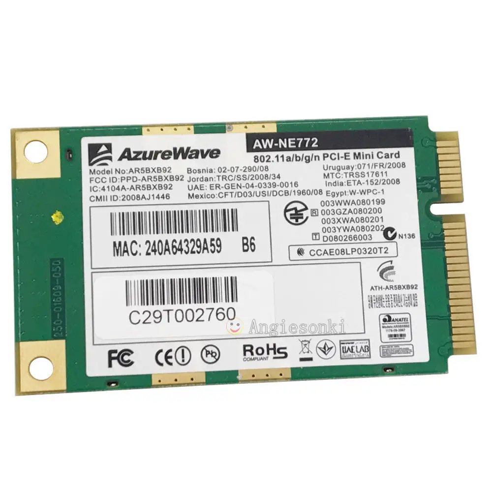 

Dual Band 2.4G/5G Atheros AR5BXB92 AR9280 Mini PCI-Express Karte Wireless WLAN Card 300Mbps 802.11N