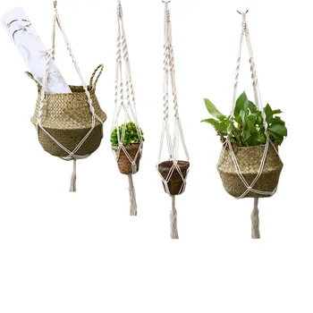 

Vintage Hanging Basket Flowerpot Holder Pot Macrame Plant Hanger Planter Basket Jute Rope Braided Craft Flower Pots Decoration