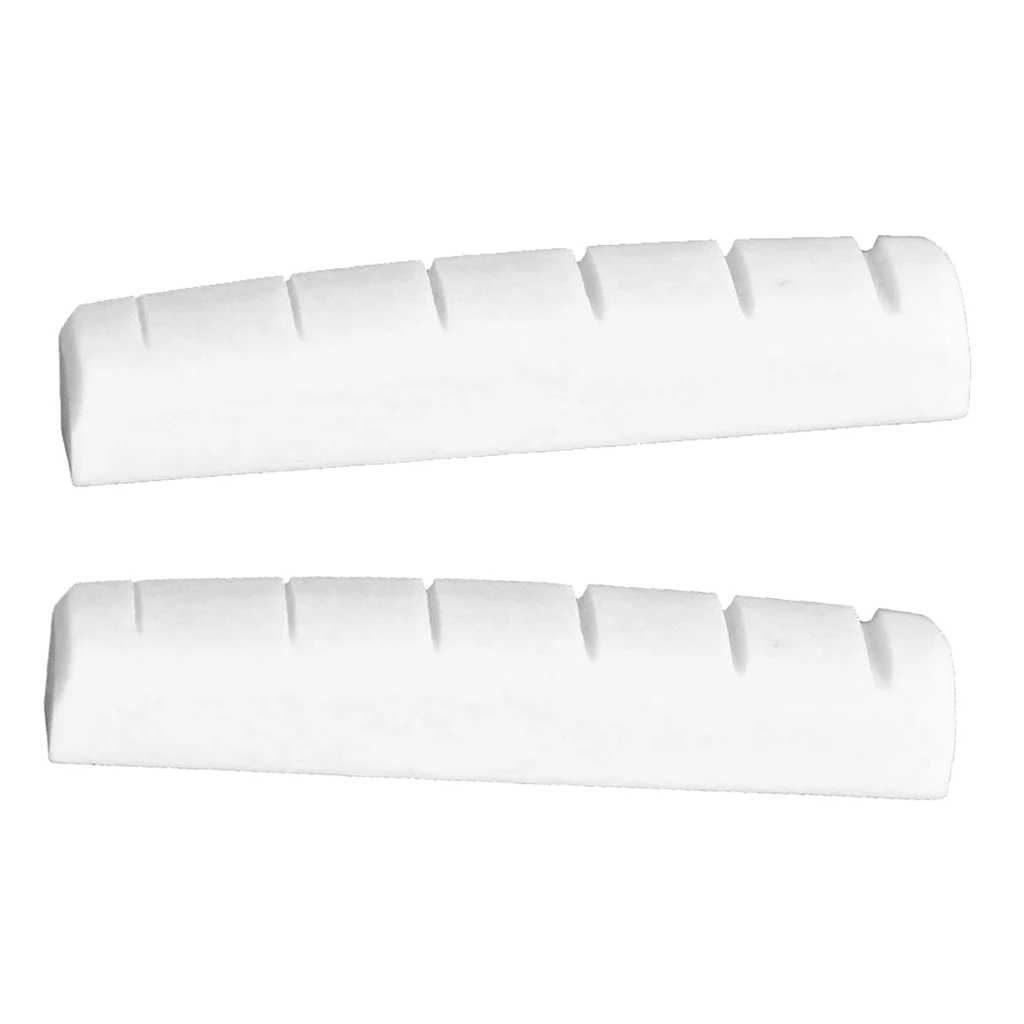 6 String Pre-Slotted Bone Guitar Nut Compatible Electric Guitar Acoustic Guitar White Unbleached.(Nut: 43×6×8.5mm)