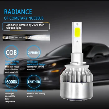 

Hot Car-styling 72W 7600LM COB C6 LED Headlights 36W 3800LM H1 H3 H4 H7 H8 H9 H11 9005 9006 9004 9007 H13 880 Car Headlamp Bulbs