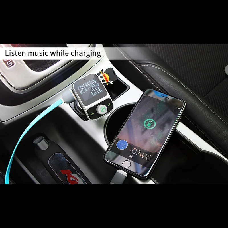 Автомобильный MP3 музыкальный плеер Поддержка WMA MP3 Hands Free Встроенный микрофон Голосовая подсказка CVC шумоподавление автомобильный FM передатчик