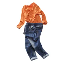 Новинка года, стильные детские джинсы весенне-осенние детские штаны в Корейском стиле из чистого хлопка модные штаны для мальчиков среднего и большого размера