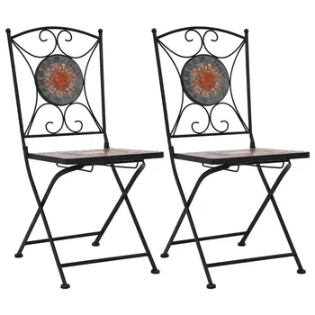 

Folding Bistro 2 Pcs Mosaic Chairs Patio Set Indoor Outdoor Furniture Folding Chair Balcony Garden Patio Furniture
