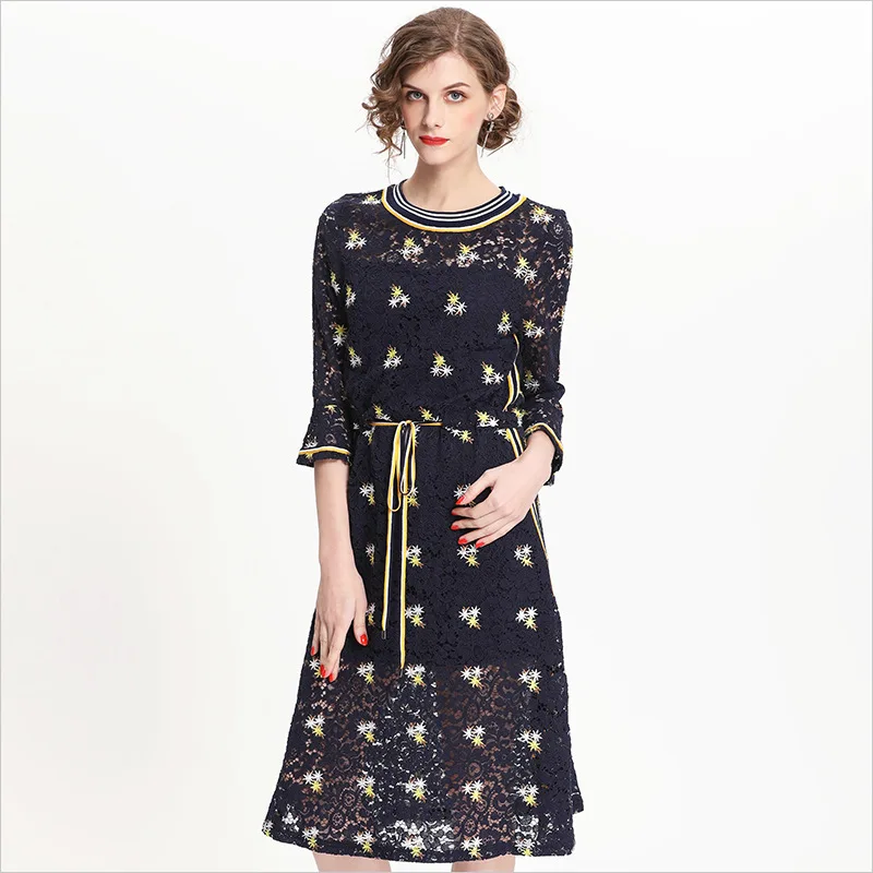 Dress 2020 Summer New Dress Big Size Women's Horned Sleeve embroidered Bud Dress women dress  party dress
