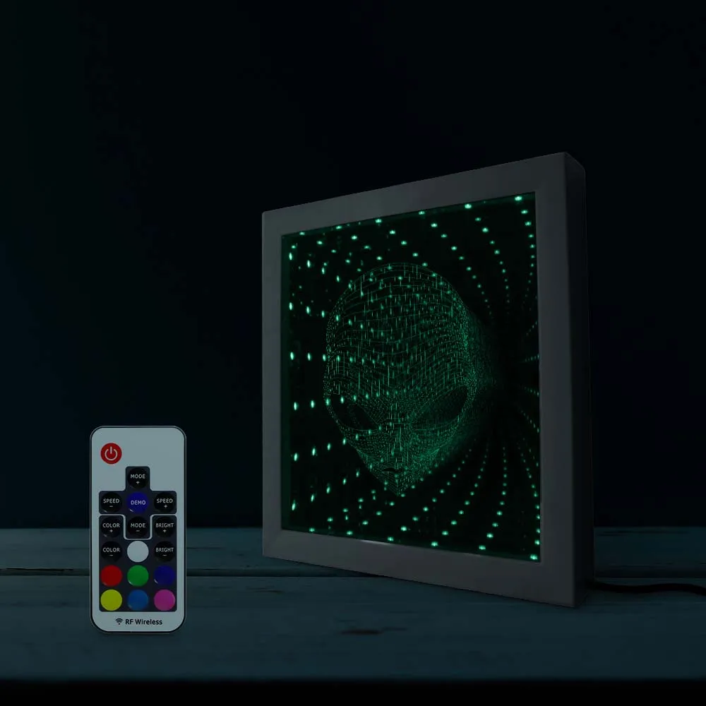 3D Блюдце человек инопланетянин голова светодиодный Vortex туннель межзвездное зеркало Lampara Pop-eyed инопланетянин потрясающая Оптическая иллюзия кадровое фото