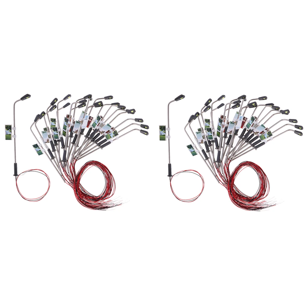 40pcs Model Mini Street Lights For HO OO Scale LED Garden Lights Decor 1/200