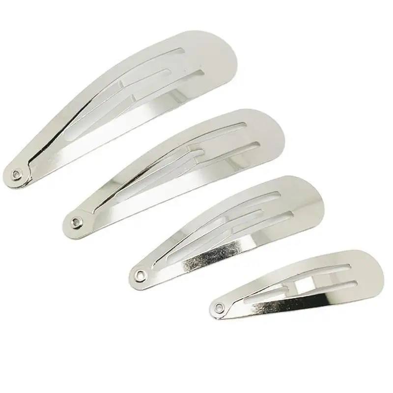 Silver Black Tone Snap Hair Clips Hair Accessories 3-10cm 100pcs/lot For Women Girls