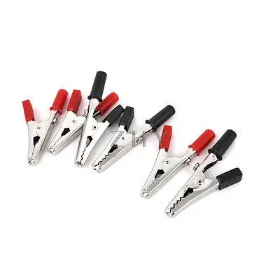 

6 PCS 60mm Long Metal Car Battery Test Alligator Clamp Clip Red Black
