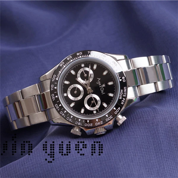 Роскошные брендовые Новые Мужские автоматические механические часы серебристого, черного, синего цвета из нержавеющей стали с сапфировым керамическим ободком, часы Daytona AAA - Цвет: 1