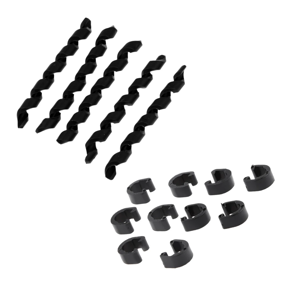 Black Road Mountain MTB Bike Housing C-Clips + Bicycle Cable Protector Bike Brake Shift Frame Housing