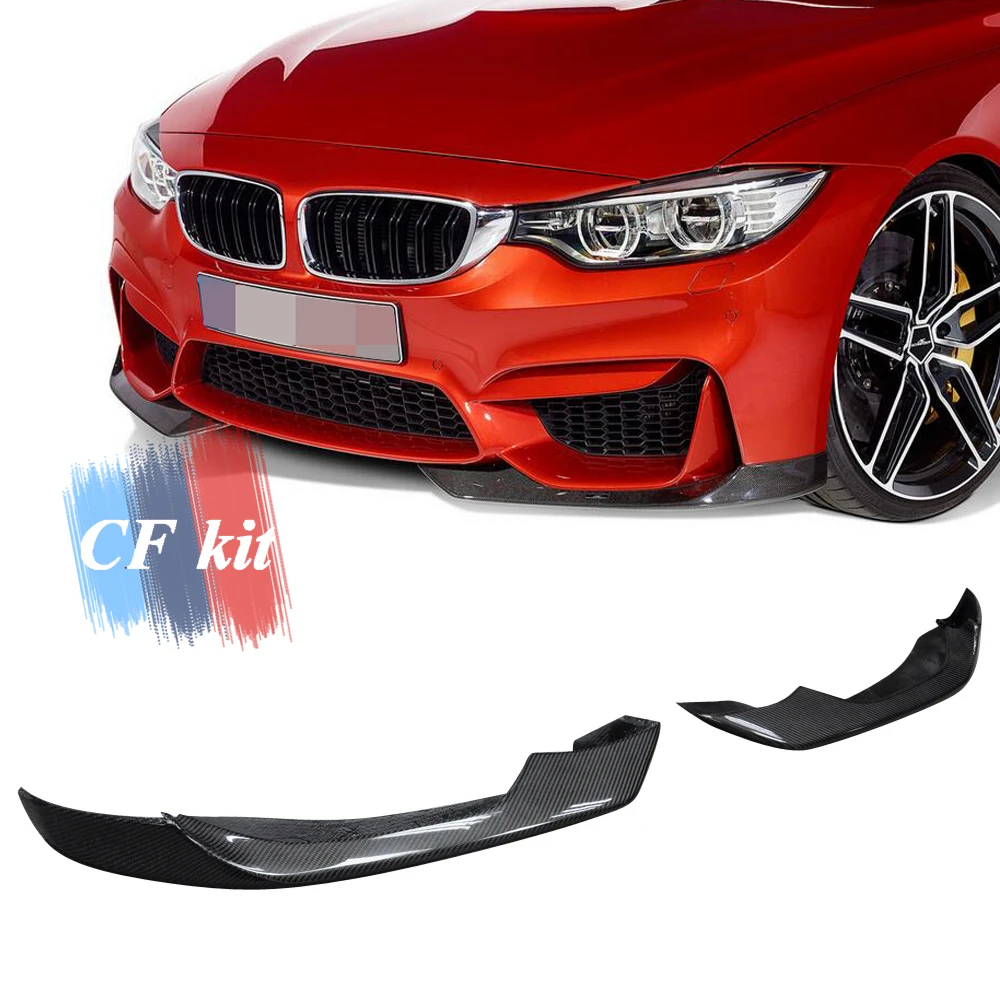 CF комплект A стиль для BMW F80 M3 F82 M4 F83- углеродное волокно передние разветвители губ 2 шт. наборы кузова для стайлинга автомобилей